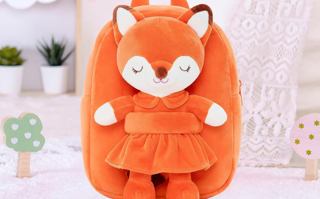 Toddler Brown Fox Plush Backpack