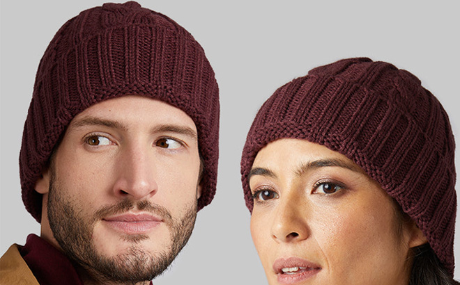 Two 32 Dregrees Unisex Cable Knit Beanies