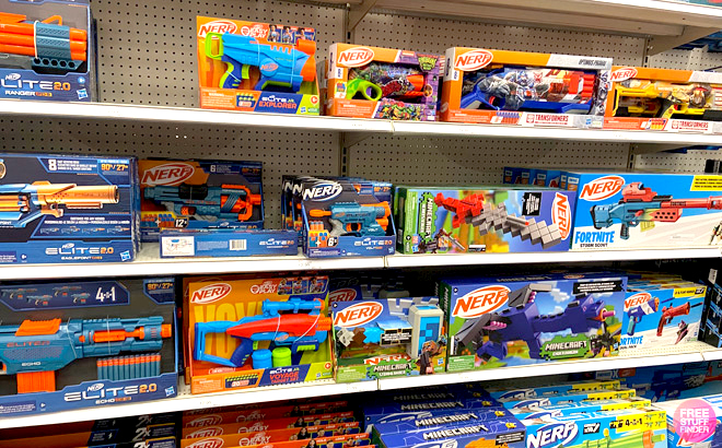 Various Nerf Products on Shelves