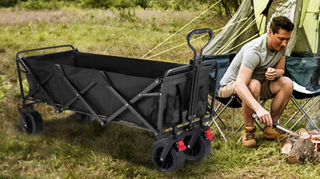 Vecukty Large Collapsible Garden Cart Black