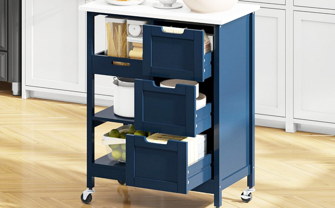 Yitahome Kitchen Island in Blue Color