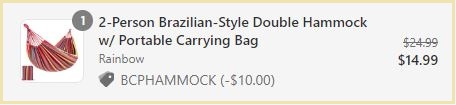 2 Person Hammock with Carrying Bag Checkout Page