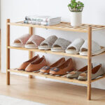 3 Tier Free Standing Bamboo Wood Shoe Rack