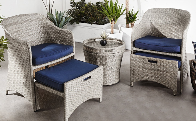 5 Piece Outdoor Wicker Bistro Set