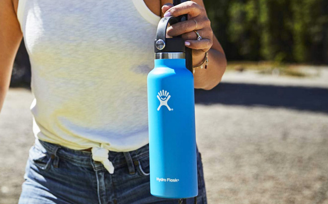 A Person Holding a Hydro Flask Standard Mouth Water Bottle