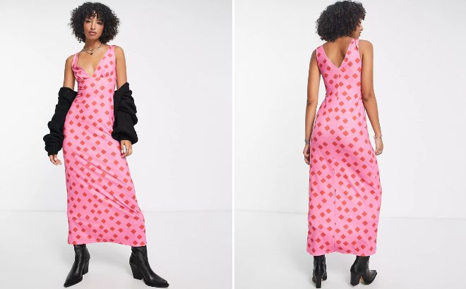 A Person Wearing Asos Design Maxi Dress