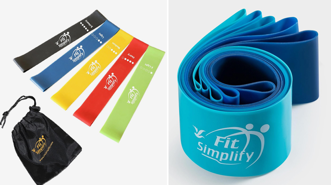 A photo showing Fit Simplify Resistance Loop Exercise Bands with Bag