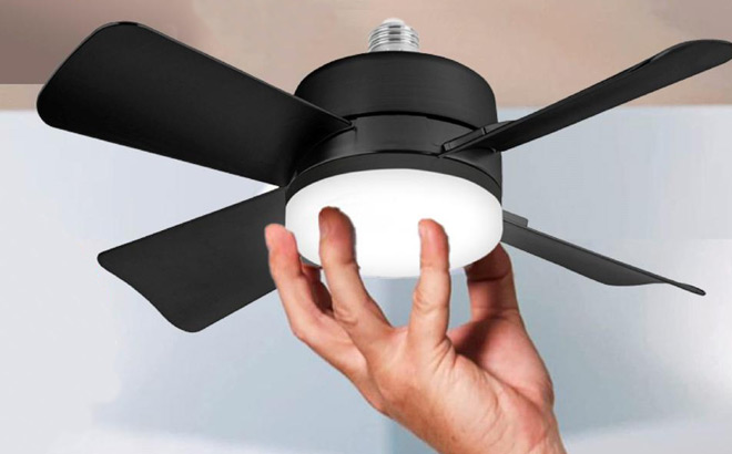 BellHowell 5 Speed Socket Ceiling Fan and Light in Black Colot