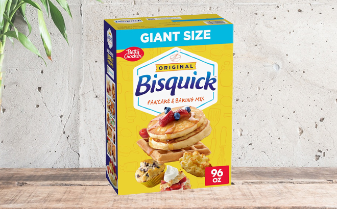 Betty Crocker Bisquick Original Pancake Baking Mix on a Table