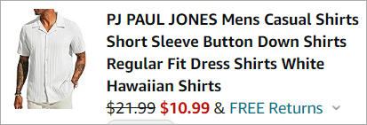 Checkout page of PJ Paul Jones Mens Casual Button Down Shirt