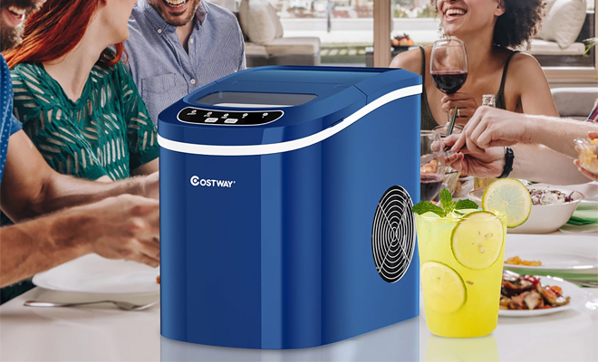 Costway Portable Compact Electric Ice Maker Machine in the Color Blue