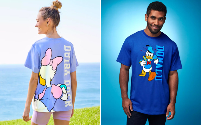 Disney Daisy Duck Back to Front T Shirt and Donald Duck Fashion T Shirt