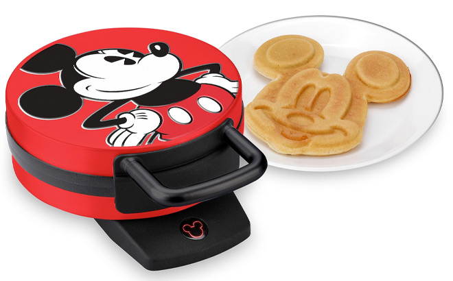 Disneys Mickey Mouse Waffle Maker on a White Background