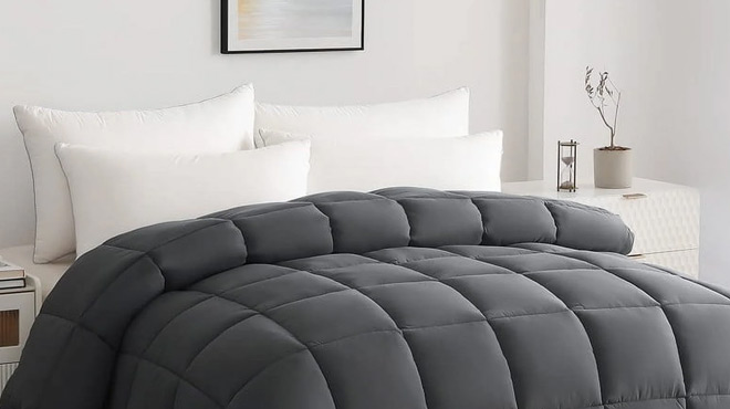 Down Alternative Machine Washable Gray Comforter Queen