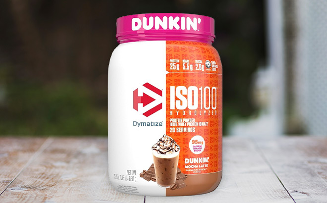 Dymatize Protein Powder in Dunkin Mocha Latte Flavor