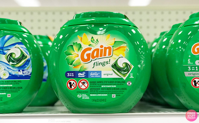 Gain Flings Laundry Detergent on a Shelf