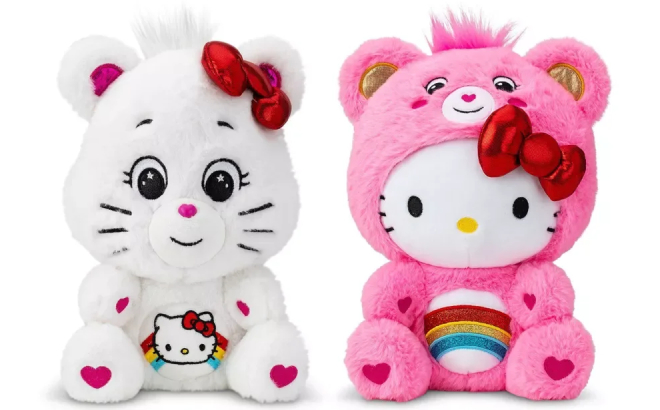 Hello Kitty Loves Cheer Bear Collectible Care Bears Plush 2 Pack