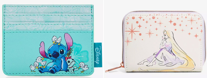 Loungefly Disney Stitch With Ducks Cardholder and Loungefly Disney Tangled Rapunzel Stars Mini Zipper Wallet