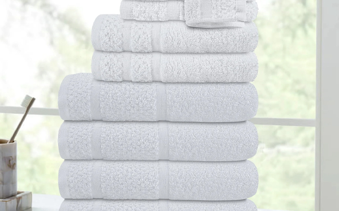 Mainstays 10 Piece Towel Set with Upgraded Softness Durability in White