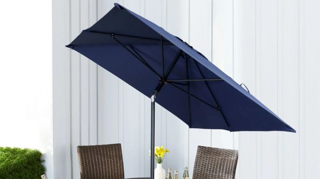 Mainstays Push Up Rectangular Market Umbrella Navy