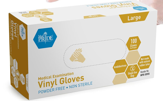 MedPride Powder Free Vinyl Exam Gloves Box