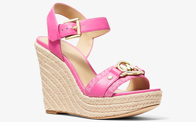 Michael Kors Rory Logo Trim Wedge Sandals