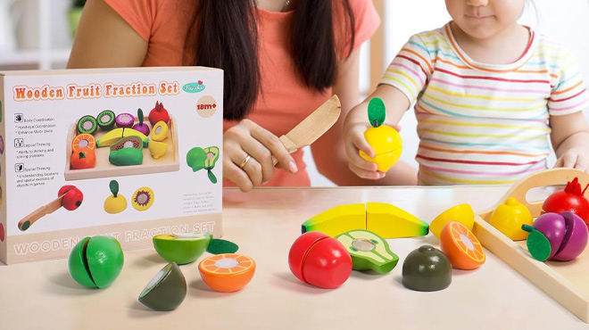 Montessori Wooden Fruit Fraction Playset