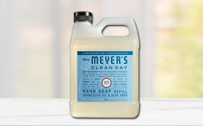 Mrs Meyers Liquid Hand Soap Refill on a Table