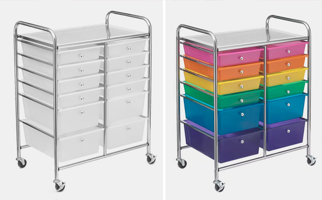 Multicolor 12 Drawer Rolling Cart by Simply Tidy