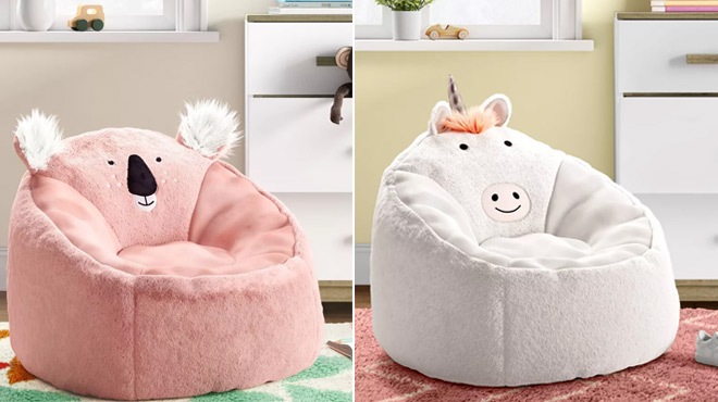 Pillowfort Koala Kids Bean Bag Chair and Pillowfort Unicorn Kids Bean Bag Chair Chairs