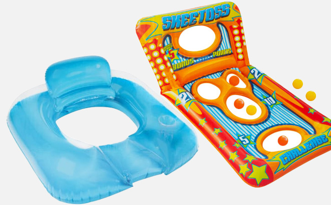 SitN Float With Cupholder and Skee Toss Inflatable Pool Game