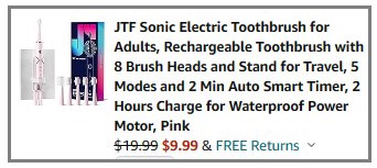 Sonic Toothbrush Final Price at Checkout