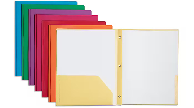 Staples 2 Pocket Plastic Presentation Folder with Fasteners