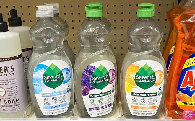 Three Seventh Generation Dish Soap on a Shelf