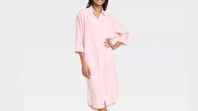 Universal Thread Womens 3 4 Sleeve Midi Shirtdress