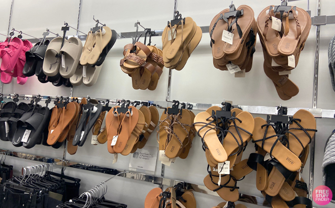 Various Women's Shoes on Hangers