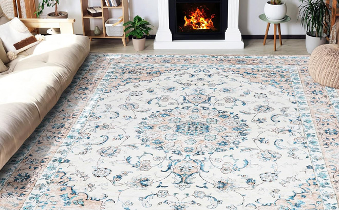 Washable Boho Rug in Lvory Color