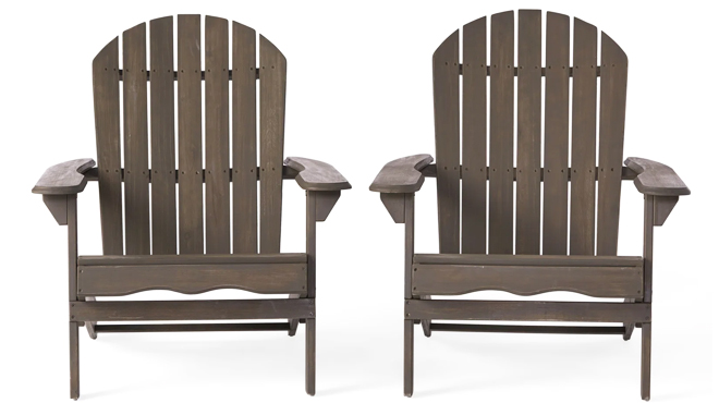 Woking Solid Wood Folding Adirondack Chairs 2 Pack in Gray Color