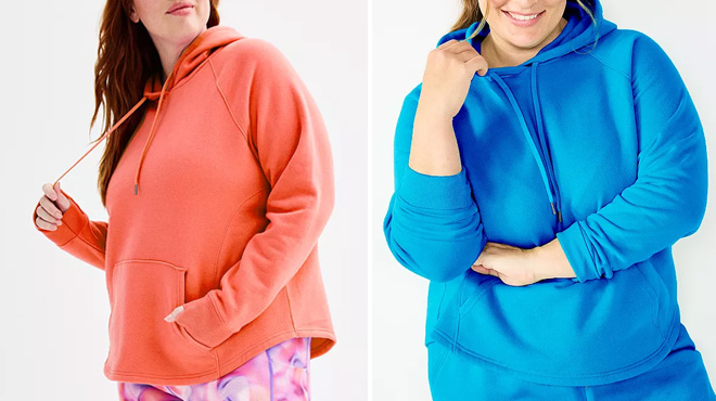 Women Wearing Tek Gear Plus Size Ultrasoft Fleece Hoodie