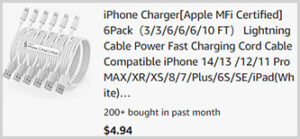 iPhone Charger Lightning Cable 6 Pack Screenshot