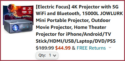 4K Support Mini Projector at Checkout