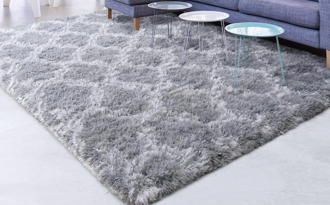 5x8 Geometric Plush Fluffy Modern Area Rug