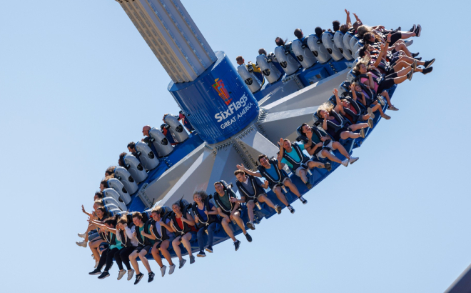 A Group of People Enjoying a Ride at Six Flags Great America