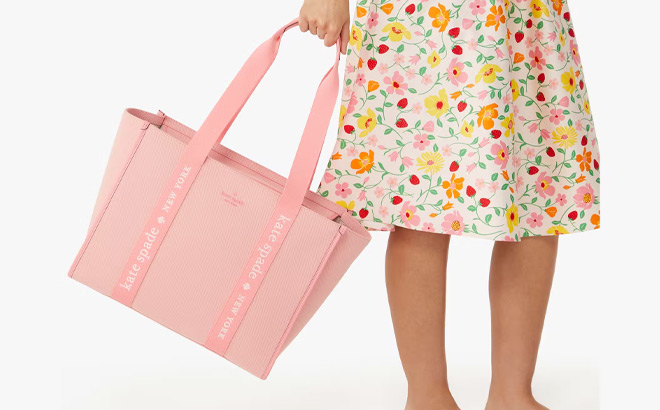 A Person Holding Kate Spade Kip Canvas Large Tote
