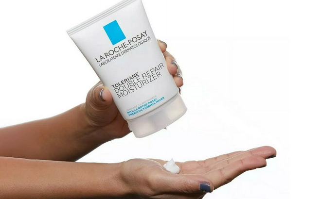 A Person Holding La Roche Posay Toleriane Double Repair Face Moisturizer