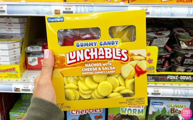 A Person Holding Lunchables Gummy Nachos
