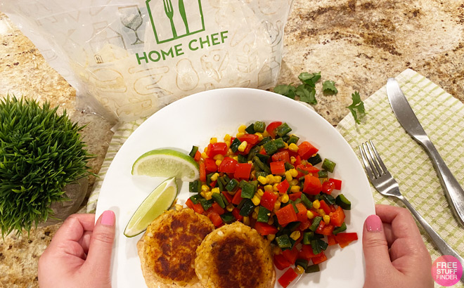 A Person Holding a Plate with a Prepared Home Chef Meal