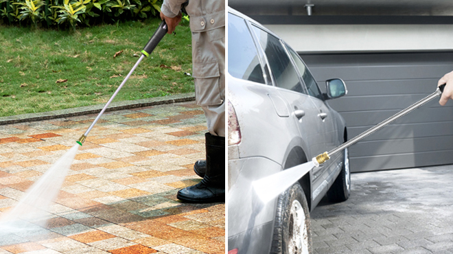 A Person Using Rock Rocker Powerful Electric Pressure Washer