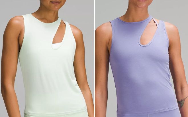 A Person Wearing Lululemon Shoulder Cut Out Yoga Tank Top