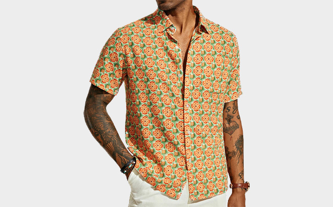 A Person Wearing PJ Paul Jones Mens Short Sleeve Shirt